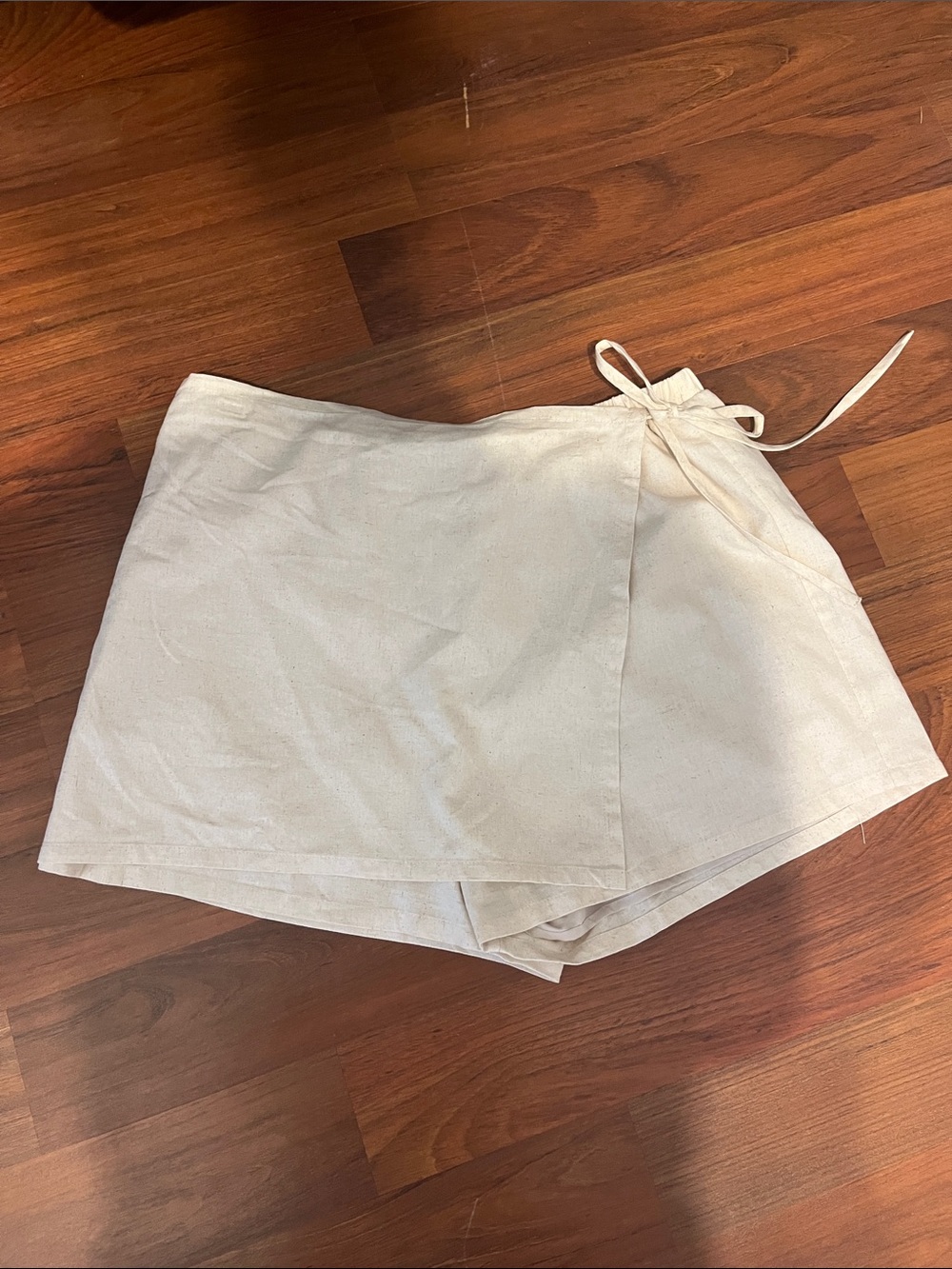 Beige Wrap-Style Women’s Skort/Shorts XL Linen-look and lined